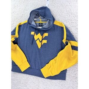 Colosseum WVU Mountaineers Hoodie Womens Large Blue Gold Cropped Sweatshirt